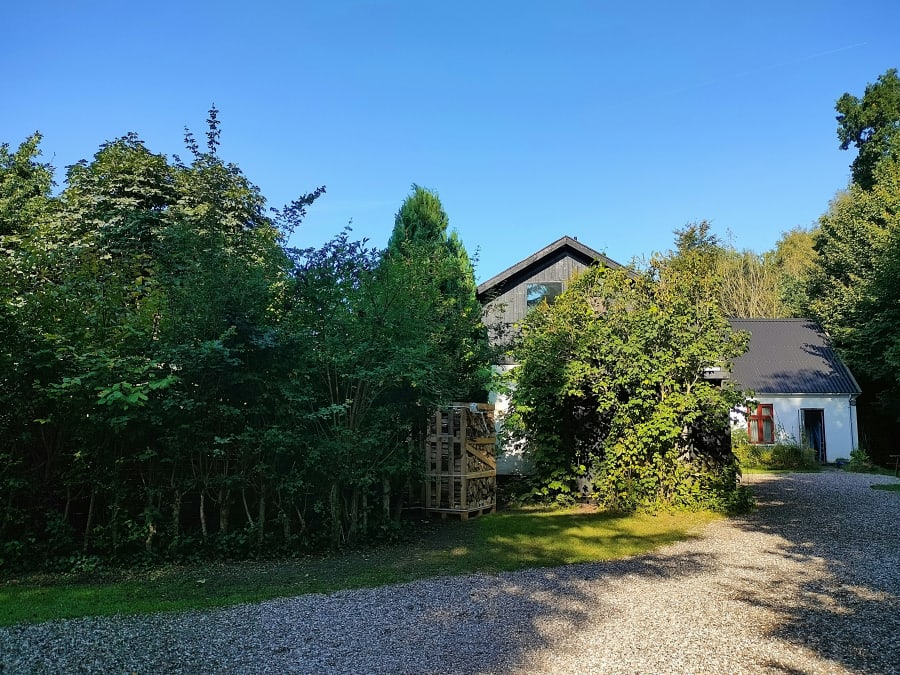 Skovhyttens bolig er et tidligere skovrytter hus, som står stille hen i de varme sommerdage. Foto Lærke Kobberup